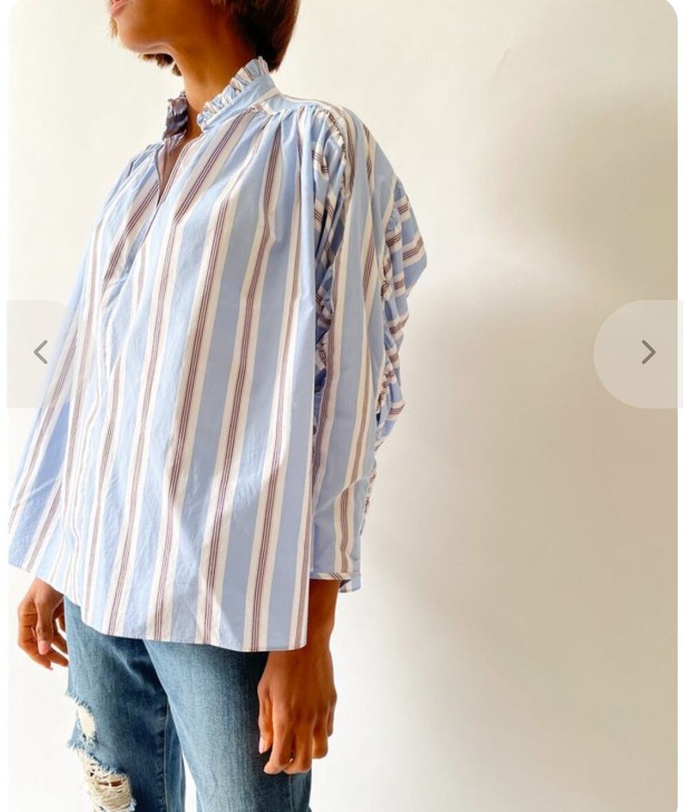 Maje Lavia Striped Ruffle Blouse Size 1